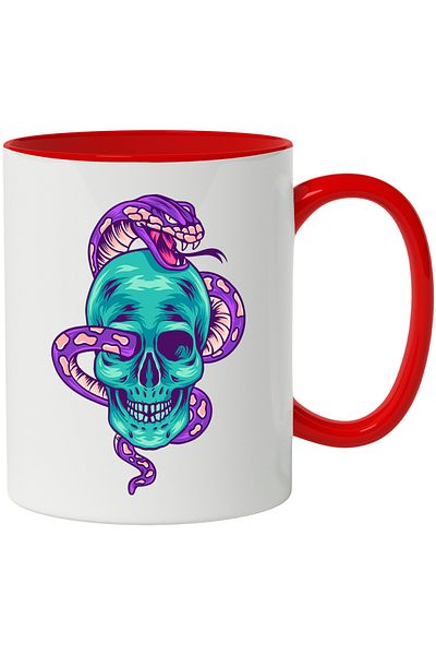 StoryGift Romania Mug With Snake, Skull, Fangs, Teeth, Spots, Reptile, Multicolor 330 ml, Ceramic, With,STG