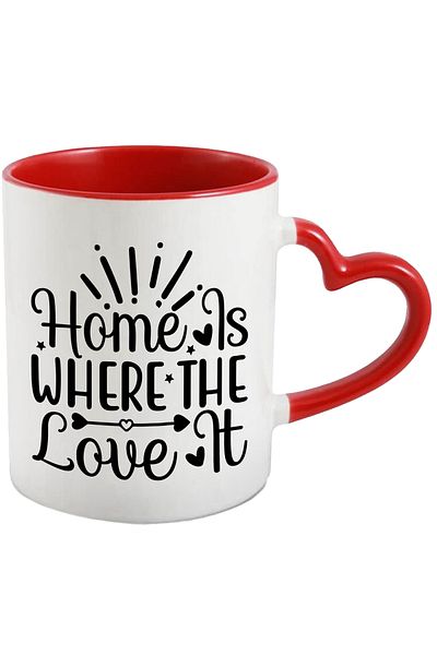 StoryGift Romania Mug with hearts and stars with the message ""Home" is where love is, With ,STG