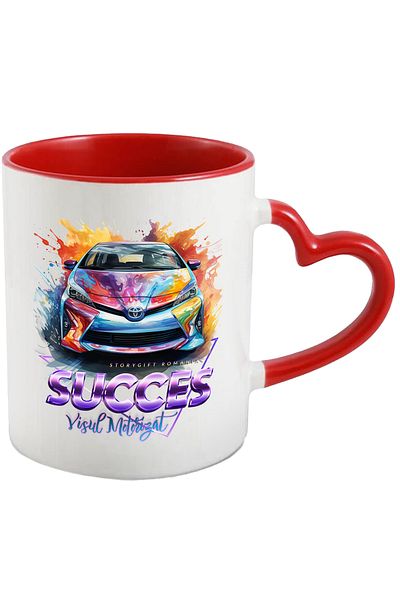 StoryGift Romania Mug With Message Success Dream Motorized, Triangle, Car, Toyota, Multicolor 330 m, With ,STG
