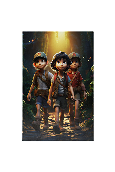 StoryGift Romania Tablou Canvas: Mica Echipa De Exploratori Trei Copii Curios...