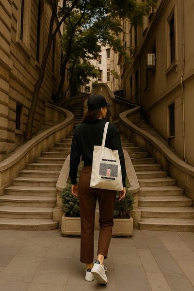 Çınar Bez Çanta Keith Haring Baskılı Ham Bez Çanta