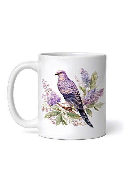 OEM Εξατομικευμένη λευκή κούπα, Πουλί σε κλαδί πασχαλιάς, INOVATIX®. 330ml