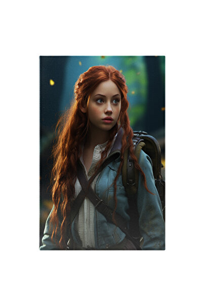 StoryGift Romania Tablou Canvas: Fata Cu Ghiozdan In Spate Si Parul Lung Cu Camasa Alba Si Jacketa Albastra Pic