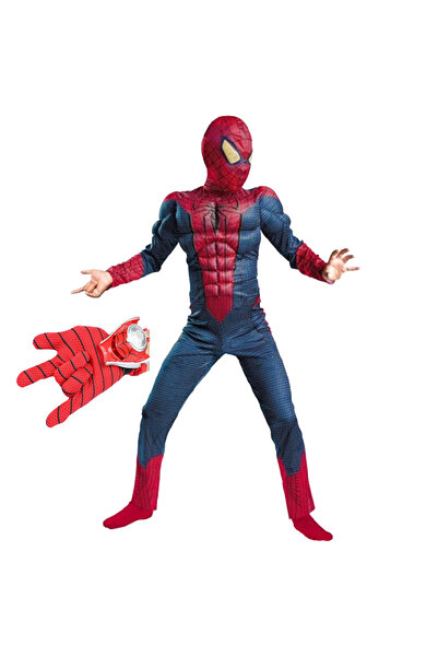KidMania Set costum Spiderman cu muschi si lansator discuri pentru baieti 100...