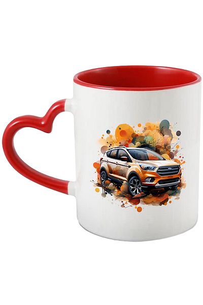 StoryGift Romania Mug With Car, Ford, Polka Dots, Watercolor, Wheels, Vehicle, Multicolor 330 ml, Ceramics, With ,STG