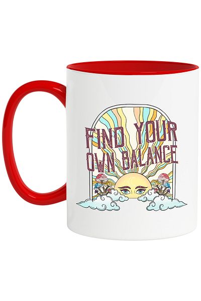 StoryGift Romania Mug with the message "Find your own balance", hippie style, culture, illustration, psi, With,STG
