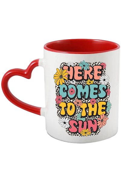 StoryGift Romania Mug with the message "Here comes to the sun", summer, vacation, relaxation, holiday, illus, With ,STG