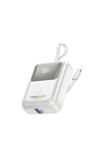 Promate Ultra-Compact Super Fast™ 35W 10000mAh Power Bank - White - PowerPod-10