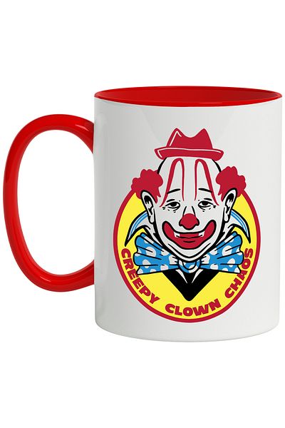 StoryGift Romania Mug With English Message Creepy Clown Chaos, Bow, Polka Dots, Multicolor 330 ml, C, Cu,STG
