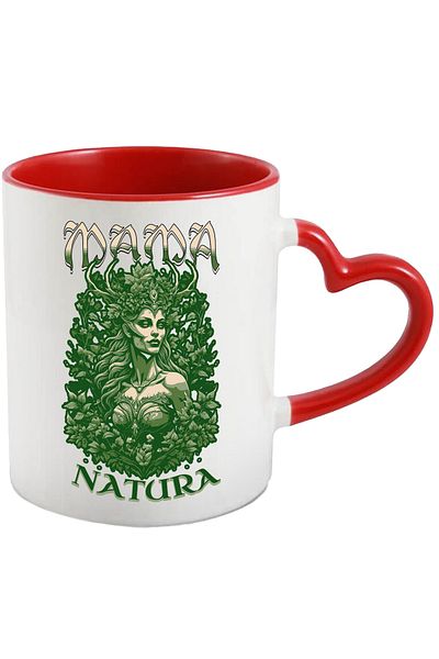 StoryGift Romania Mother Nature Woman Mug with Plant Crown, 330ml, Ceramic with Heart Handle Ro, Cu, STG