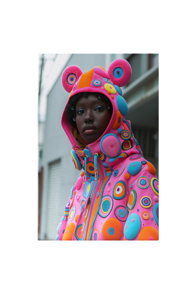 StoryGift Romania Tablou Canvas Femeie Africana Cu Fard Albastru In Bluza Col...