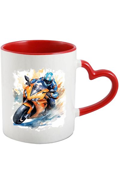 StoryGift Romania Mug With Motorcycle, Sport, Watercolor, Equipment, Multicolor 330 ml, Ceramics, With ,STG