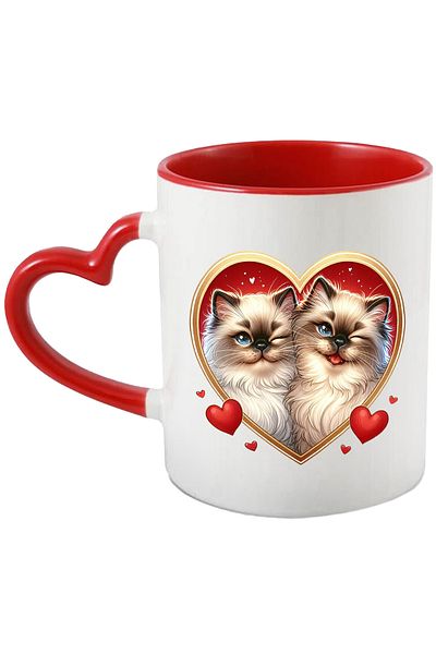 StoryGift Romania Mug with 2 Burmese cats | illustration | hearts | affection | Valetine's Day, With ,STG