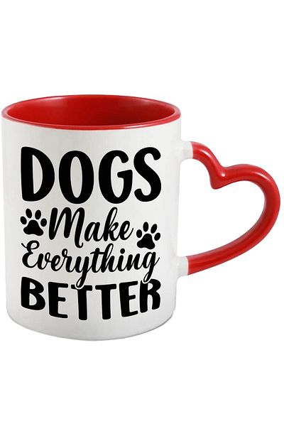 StoryGift Romania Mug with paws and the text "Dogs make everything better" - dogs make everything better, With ,STG