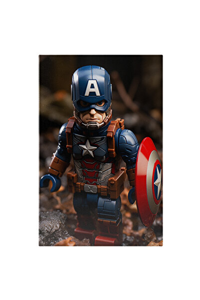 StoryGift Romania Tablou Canvas: Figurina Lego Captain America Cu Scut In 3 C...