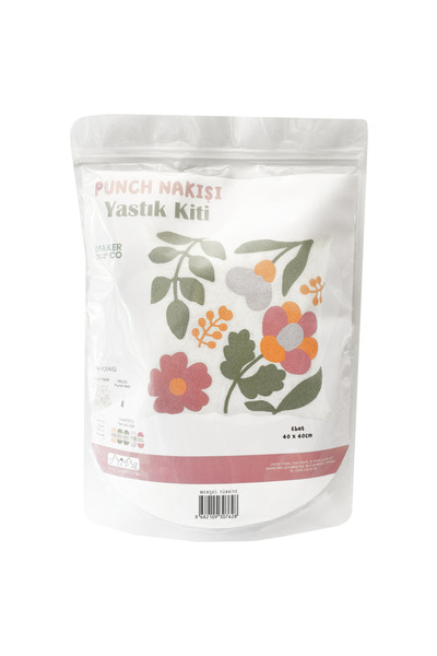 Hello Punch Yastık Nakışı Kiti Çiçekli Punch Yapım Seti