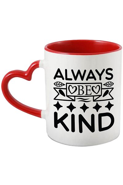 StoryGift Romania Mug with the message in English "Always be kind" - be always kind with Heart Handle, With ,STG