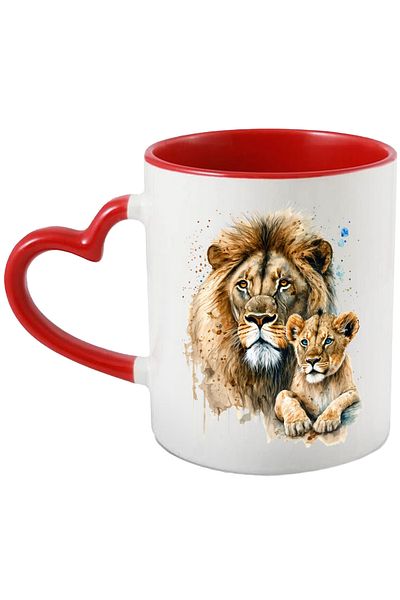 StoryGift Romania Mug with a lion | next to his cub | illustration | affection | parent | father | cop, With, STG