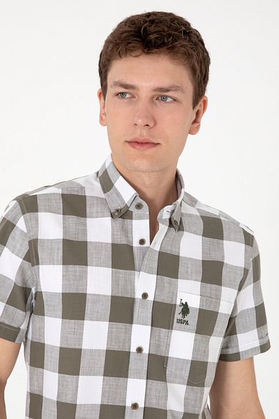 U.S. Polo Assn. Ανδρικό κοντομάνικο πουκάμισο Mink 50299813-VR052