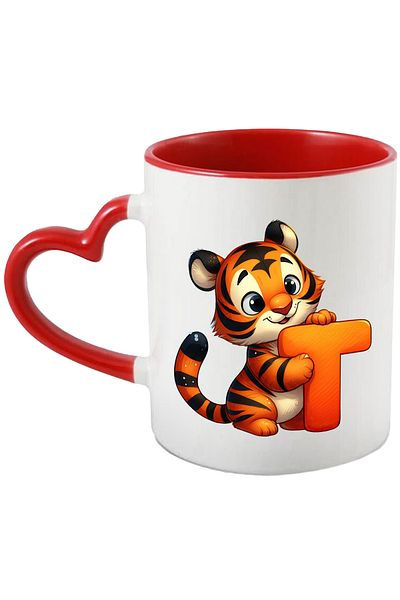 StoryGift Romania Mug with a tiger with the letter "T", illustration, for children, school, student, alphabet book, With, STG