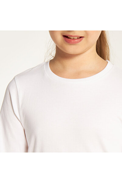 Juniors Solid Crew Neck T-Shirt With Long Sleeves