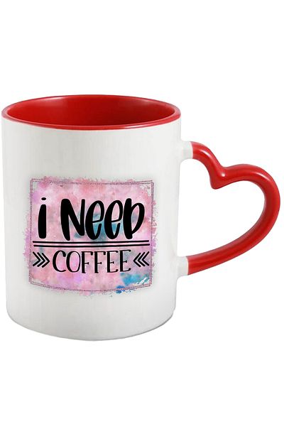 StoryGift Romania Mug with the message "I need coffee", pink background, I need coffee, illustration, lic, With ,STG