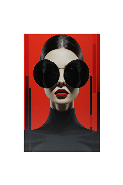 StoryGift Romania Tablou Canvas: Fotografie Cu O Femeie Care Are Ochelari Cu Lentile Prea Mari - Abstract Neagra