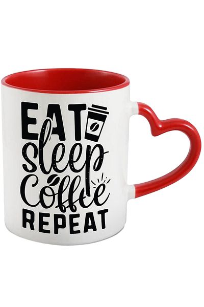 StoryGift Romania Mug with the text "Eat sleep, coffee, repeat" - eat sleep coffee repeat with Handle, With, STG
