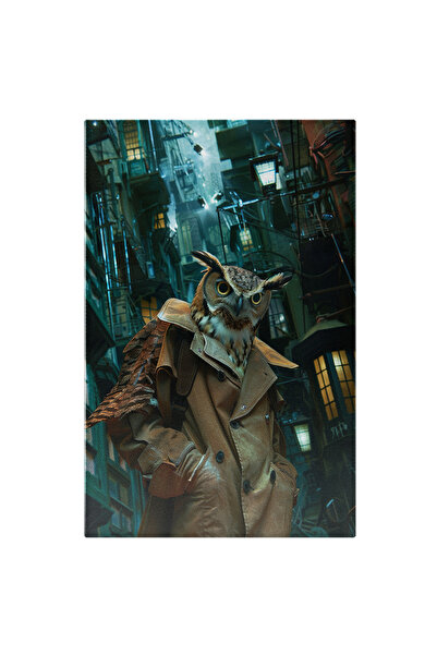 StoryGift Romania Tablou Canvas Bufnita Detectiv Cu Ochii Galbeni Suparata In...