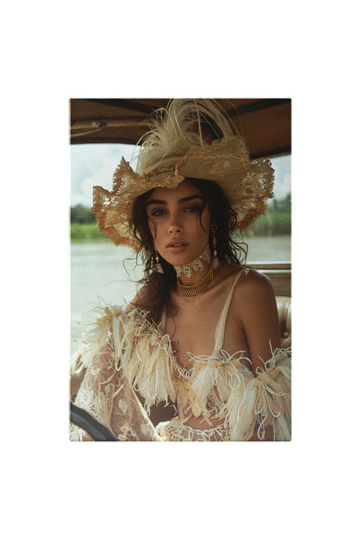 StoryGift Romania Tablou Canvas Darling Girl Conducand Un Yacht Cu Palarie Da...