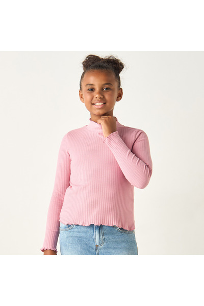 Juniors تي شيرت برقبة مدورة وأكمام طويلة