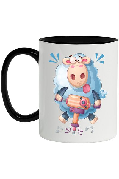 StoryGift Romania Mug With Sheep, Worker, Picamer, Gravel, Multicolor 330 ml, Ceramic with Handle N, With ,STG