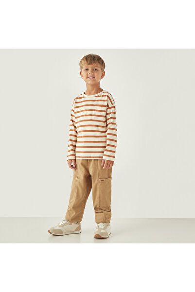 Juniors Striped Long Sleeves T-Shirt With Chest Pocket