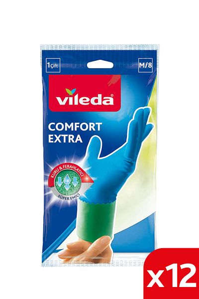 Vileda 12 Pack Comfort Extra Medium Dishwashing Gloves