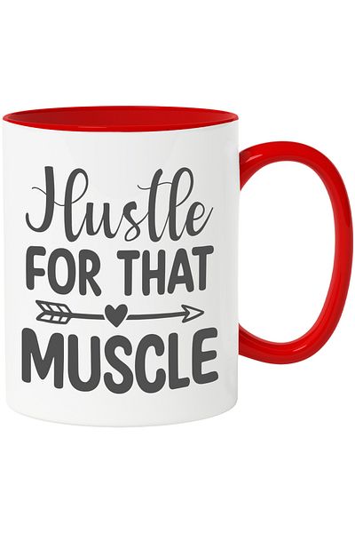 StoryGift Romania Mug with heart and the text "Hustle for that muscle" - work for that muscle, With ,STG