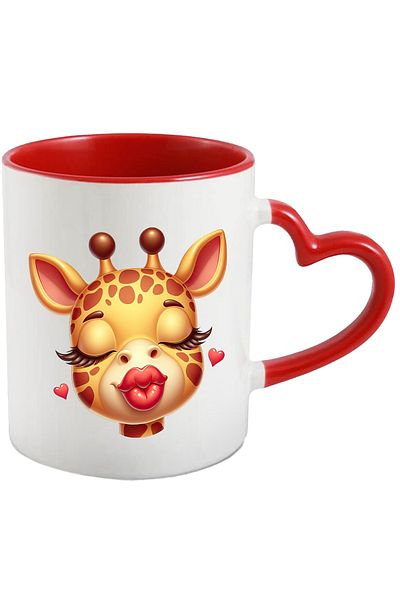 StoryGift Romania Mug with a giraffe giving a kiss | illustration | Valentine's Day | appreciation | a, With ,STG