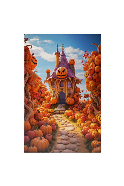 StoryGift Romania Tablou Canvas: Casă Vrăjitoare Și Dovleci De Halloween- Săr...