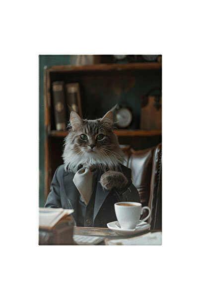 StoryGift Romania Tablou Canvas Modă Antropomorfică Pisica Creață Vărgată În ...