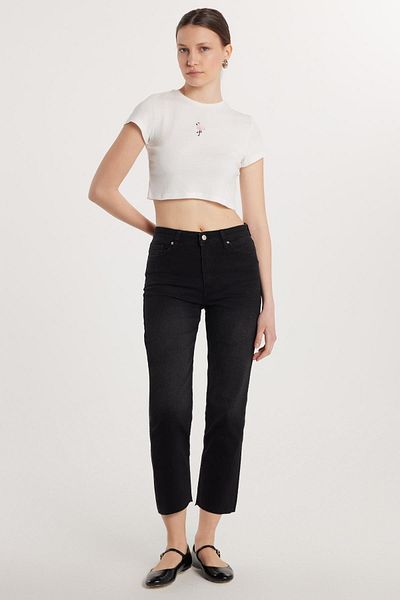 Tudors Women's Regular Fit Wide Leg Smoked Denim Jean Jeans with Pockets