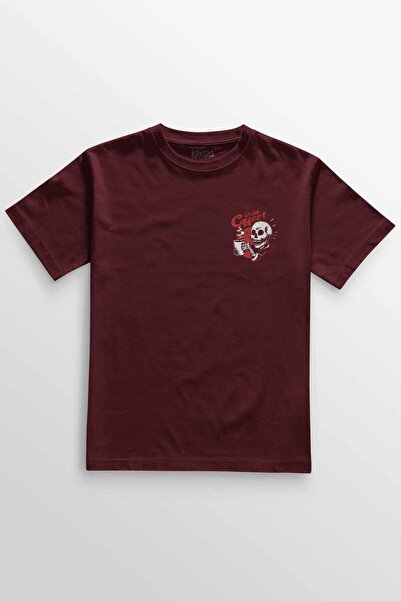 Kretas Burgundy majica kratkih rukava Pij kafu Lubanja Kafa Smešno Slobodno v...