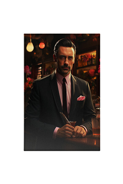 StoryGift Romania Tablou Canvas: Portret Barbat In Costum Negru Batista Roz T...