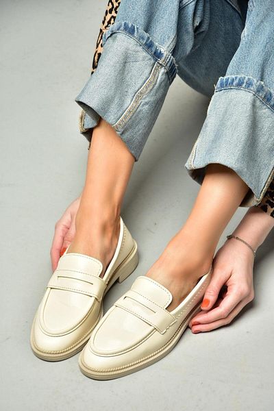 Fox Shoes S652913009 Beige Loafer Moccasin Women's Shoes