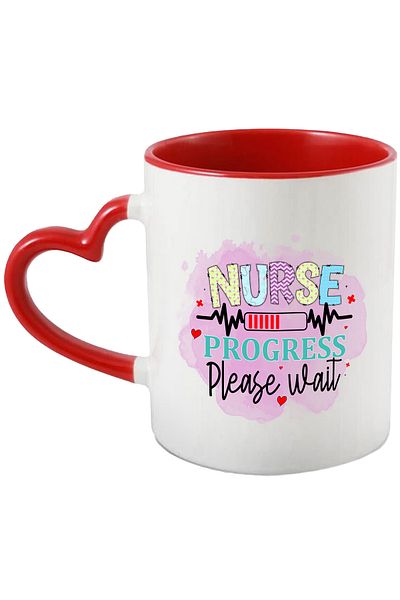 StoryGift Romania Mug with the message "Nurse progress, please wait", profession, illustration, work, dedication, With ,STG