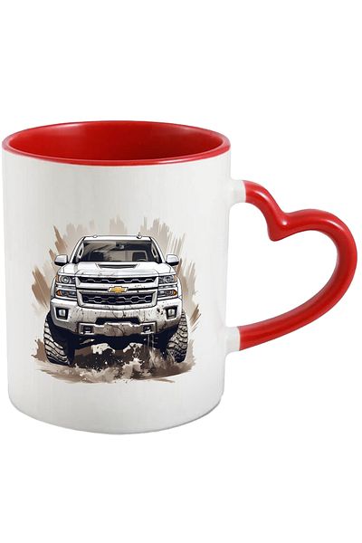 StoryGift Romania Mug With Chevrolet Silverado, Car, Mud, Offroad, Multicolor 330 ml, Ceramic, With ,STG