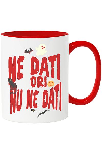 StoryGift Romania Give us or don't give us H4ALLowen scarecrow mug, 330ml, Ceramic with Red Handle, With M,STG