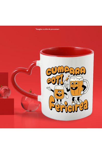 StoryGift Romania Mug you can buy happiness pint and beer glass, 330ml, Ceramic with Heart Handle, With, STG