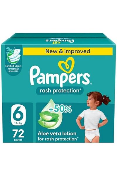 Pampers Rash Protection, Size 6, 13+ kg, Giant Box, 72 Diapers