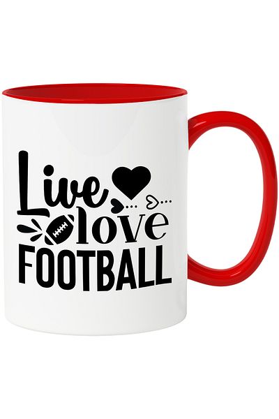 StoryGift Romania Mug with hearts and the text "Live, love, football" - live love play football, With ,STG