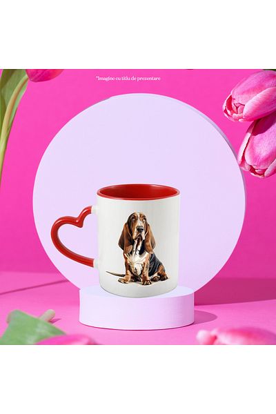 StoryGift Romania Mug with a serious puppy, illustration, floppy ears, for dog lovers, With ,STG