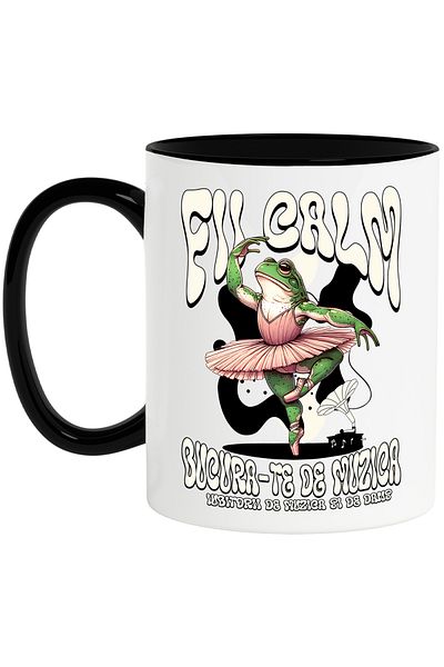 StoryGift Romania Ballerina frog mug keep calm and enjoy the music, I love dancing, 330ml, Ceram, Cu, STG